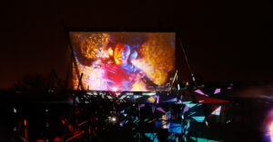 Photo d'un spectacle aquatique avec des rideaux d'eau réalisé par Crystal