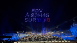 Spectacle de drones par Crystal, réalisation de textes