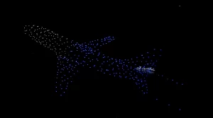 Spectacle de drones par Crystal avec création de logos et de formes