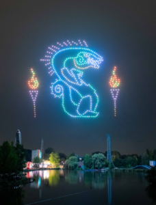 Spectacle de drones réalisé par les équipes de CRYSTAL pour les 50 ans de Walibi, créateurs d'événement.