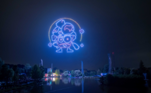 Spectacle de drones réalisé par les équipes de CRYSTAL pour les 50 ans de Walibi, créateurs d'événement.